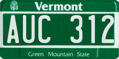 VT license plate AUC312