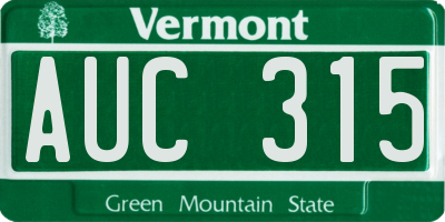 VT license plate AUC315