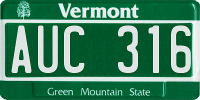 VT license plate AUC316