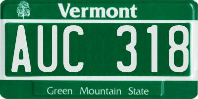 VT license plate AUC318