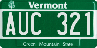 VT license plate AUC321