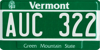 VT license plate AUC322