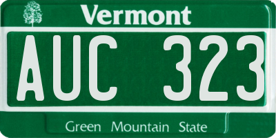 VT license plate AUC323