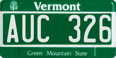 VT license plate AUC326