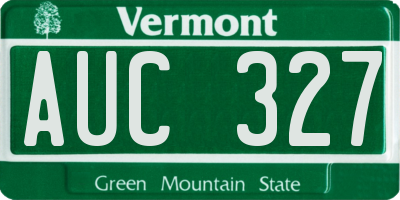 VT license plate AUC327