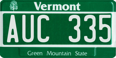 VT license plate AUC335