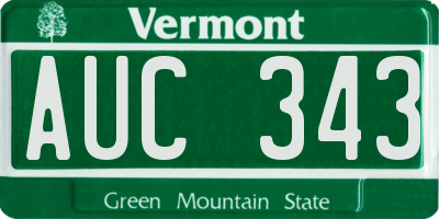 VT license plate AUC343