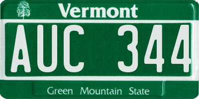 VT license plate AUC344