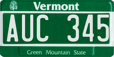 VT license plate AUC345
