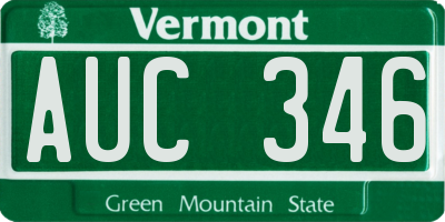 VT license plate AUC346