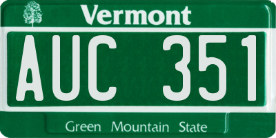 VT license plate AUC351
