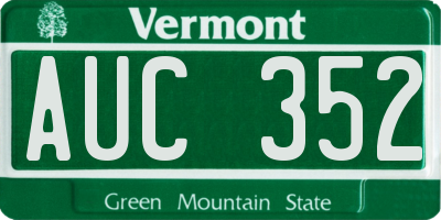 VT license plate AUC352
