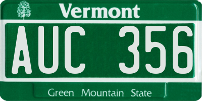 VT license plate AUC356