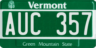VT license plate AUC357