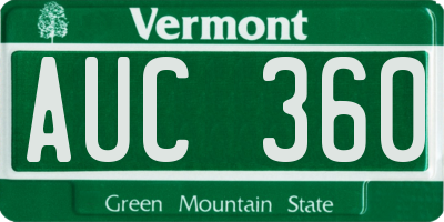 VT license plate AUC360