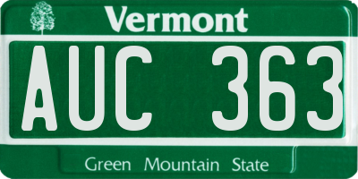 VT license plate AUC363