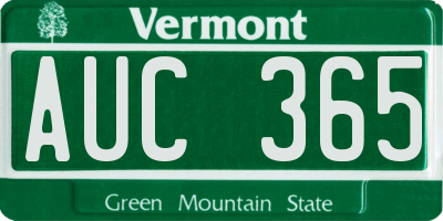 VT license plate AUC365