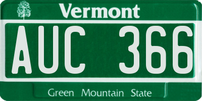 VT license plate AUC366