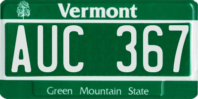 VT license plate AUC367