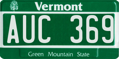 VT license plate AUC369