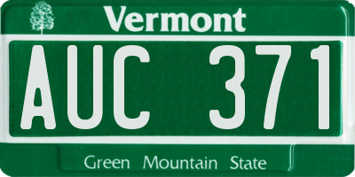 VT license plate AUC371