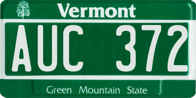 VT license plate AUC372