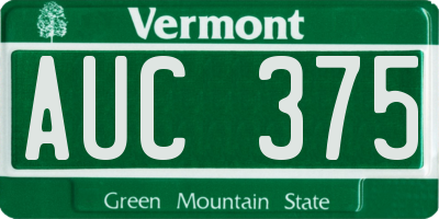 VT license plate AUC375
