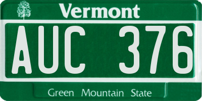 VT license plate AUC376