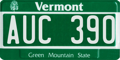VT license plate AUC390