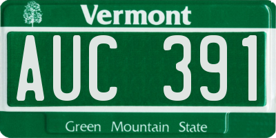 VT license plate AUC391