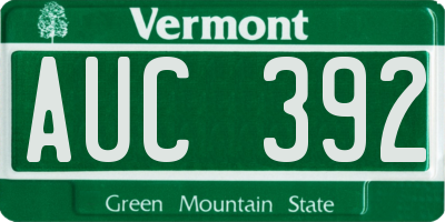 VT license plate AUC392