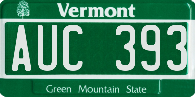 VT license plate AUC393