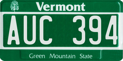 VT license plate AUC394