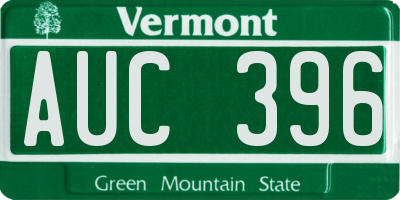 VT license plate AUC396
