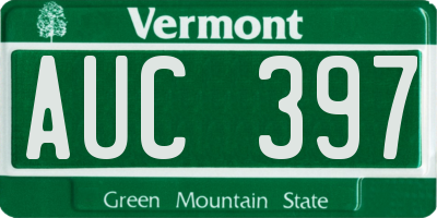 VT license plate AUC397