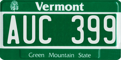 VT license plate AUC399