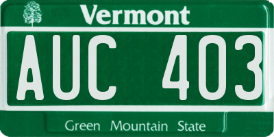 VT license plate AUC403