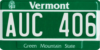 VT license plate AUC406