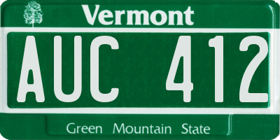 VT license plate AUC412