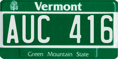 VT license plate AUC416