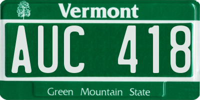 VT license plate AUC418