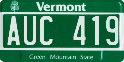 VT license plate AUC419