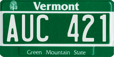 VT license plate AUC421