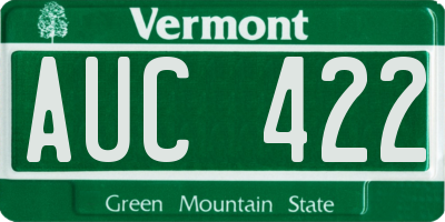 VT license plate AUC422