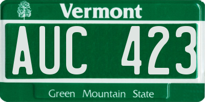 VT license plate AUC423