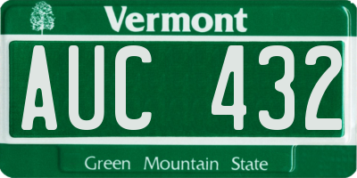 VT license plate AUC432