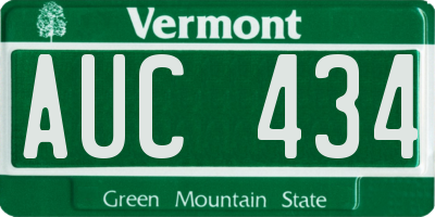 VT license plate AUC434