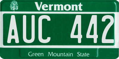 VT license plate AUC442