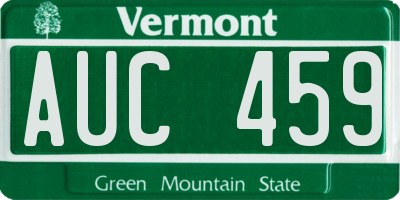 VT license plate AUC459