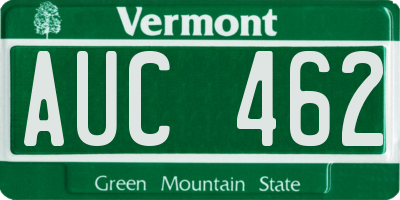 VT license plate AUC462